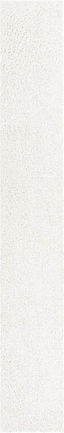 Unique Loom Davos Shag Collection Area Rug - Solid (2' 7" x 16' 5" Runner, White/ Ivory)