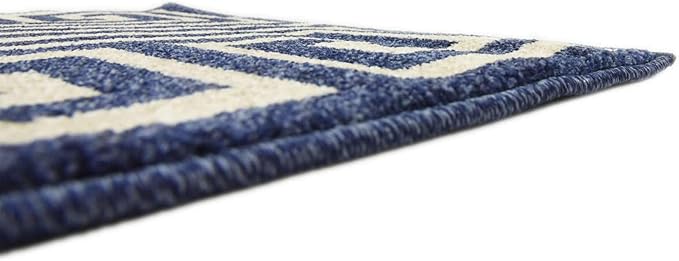 Unique Loom Athens Collection Classic Geometric Modern Border Design Area Rug (2' 0 x 3' 0 Rectangular, Navy Blue/ Beige)