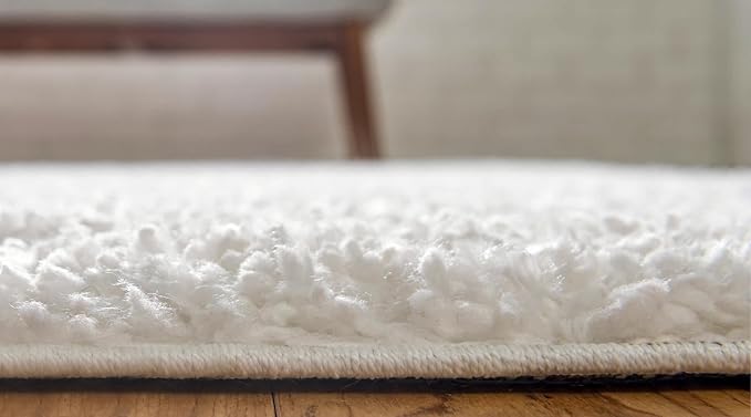 Unique Loom Davos Shag Collection Area Rug - Solid (2' 7" x 20' Runner, White/ Ivory)