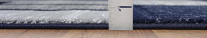 Navy Blue Geometric 8x10 Area Rug – Modern Patterned Carpet for Living Room, Bedroom, or Office – Soft Durable Floor Rug – Stylish Contemporary Design