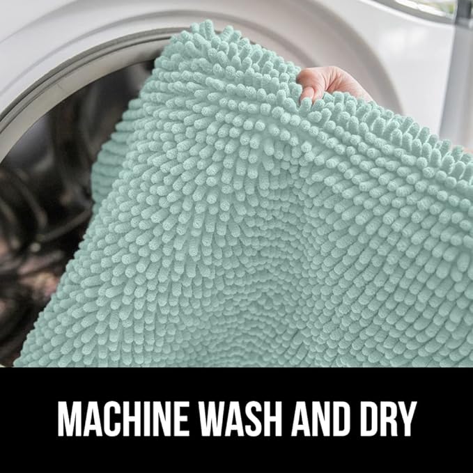 GORILLA GRIP Bath Rug Mat 30x20, Thick Soft Absorbent Chenille, Quick Dry Microfiber Mats, Rubber Backing Washable Shower Floor Rugs, US Designed Bathroom Bathmat Home Decor Accessories, Seablue
