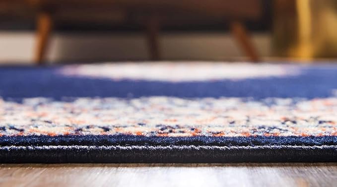 Unique Loom Reza Collection Traditional Persian Style Area Rug, 2 ft 2 in x 3 ft, Navy Blue/Ivory