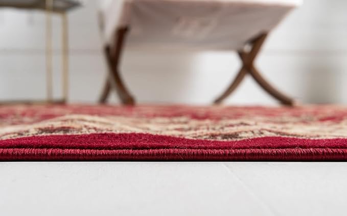 Unique Loom Sialk Hill Collection Area Rug - Washington (2' x 6' 1" Runner Burgundy/Cream)