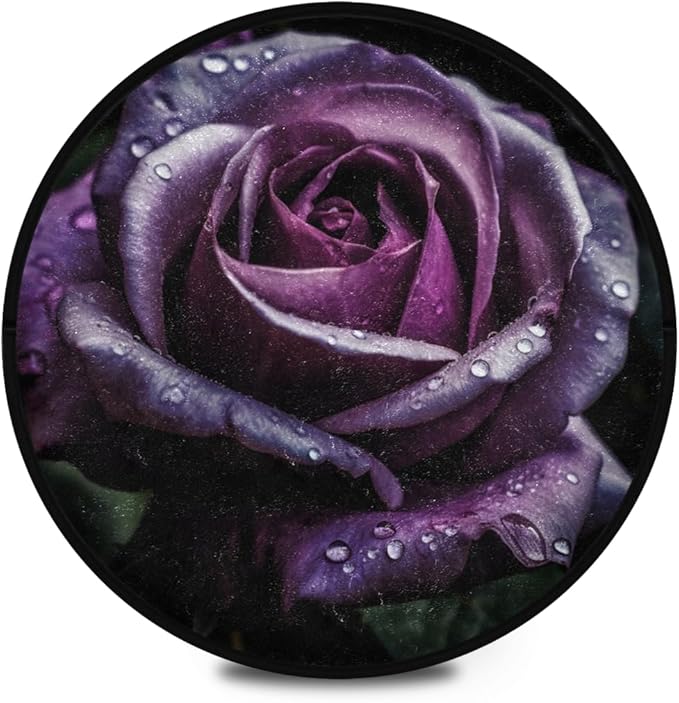 Washable Non-Slip Round Rug Purple Rose Pattern, Perfect for Home Decor Indoor/Outdoor Use, Ideal for Living Room, Bedroom, Dorm Room, Office, and Dining Room.