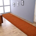 Hand Knotted Loom Wool ECO-Friendly Area Rugs - 2'6''x10', Runner, Orange Color, Solid Plain Design, High Pile Handmade Anti Skid Area Rugs for Living Room, Bed Room (L00111)