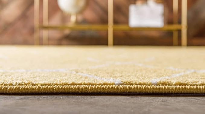 Unique Loom Trellis Frieze Collection Area Rug - Geometric (7' 1" x 10' Rectangle Yellow/Ivory)