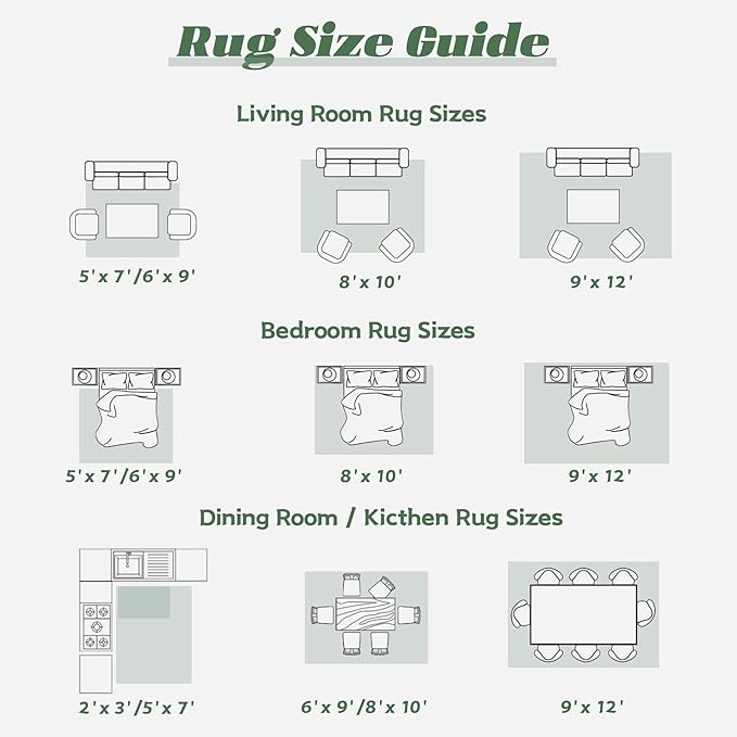Area Rug 8x10 Washable Rug, Vintage Boho Medallion Rugs Non-Slip Soft Low Pile Large Distressed Rug Indoor Retro Carpet for Living Room Bedroom Dining Room Home Office (Green Beige, 8'x10')