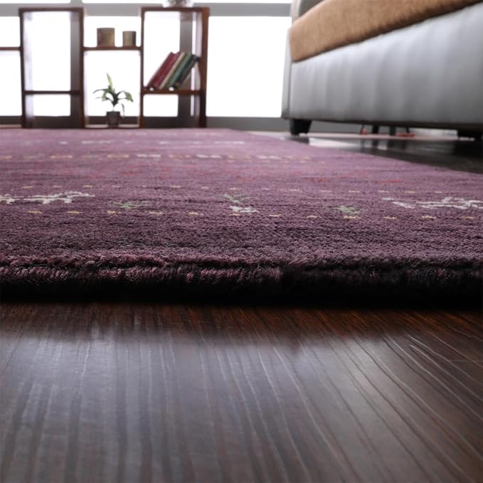 Hand Knotted Loom Wool ECO-Friendly Area Rugs - 2'6''x10', Runner, Brown Color, Solid Plain Design, High Pile Handmade Anti Skid Area Rugs for Living Room, Bed Room (L00111)