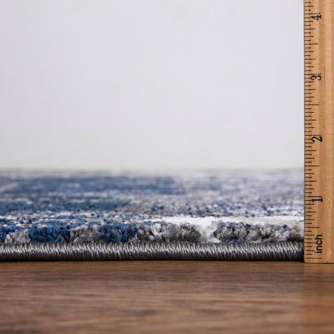 Keen Home Design Area Rugs - 6x9 Non-Shedding, Abstract Rugs for Kitchen, Living Room, Bedroom, Dining Room, Entryway - Size: 5'11" x 9'2", Navy/Grey/White
