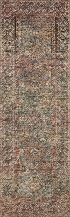 Loloi Amber Lewis Billie Collection BIL-04 Aqua/Rust 8'-6" x 11'-6", 0.19" Thick Area Rug