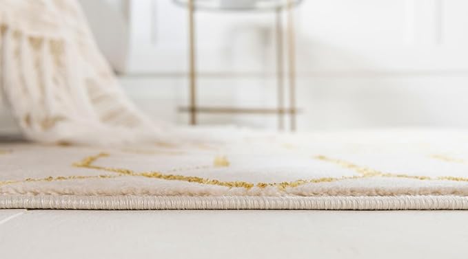 Marilyn Monroe Glam Collection Area Rug - Trellis (10'x 14' 1" Rectangle, White Gold/ Gold)