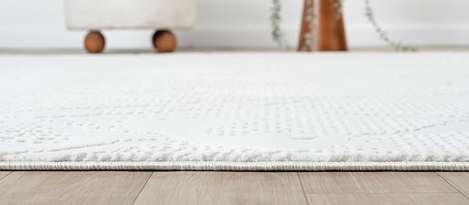 Adel Modern Area Rug for Living Room, 4x6 Rustic Distressed Abstract Cream Neutral Rug, Medium Pile Stain Resistant Carpet for Bedroom, Dining Room or Kitchen (4' x 6', Cream)