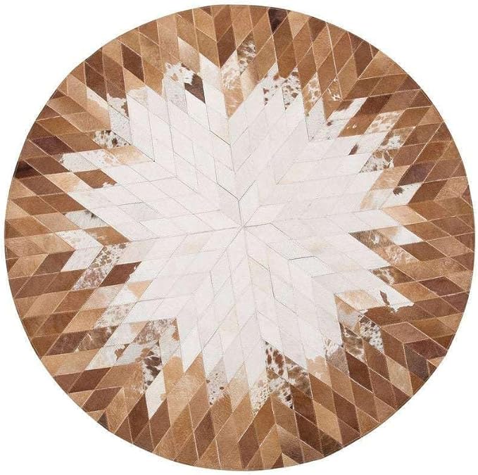 Round Rug for Living Room – Black and White Designer Floor Carpet