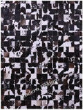 Modern Design Premium Cowhide Leather Carpet with Chevron Pattern, Area Rug (Brown/White-2, 4x6)