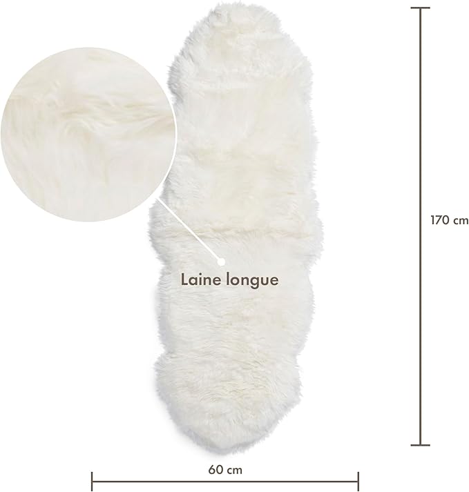Real Sheepskin Rug 2x6 ft | Sheepskin Rugs for Living Room and Sofa | Bedside Rugs for Bedrooms | Large Fluffy Rug is Breathable & Heat-regulating in Color White