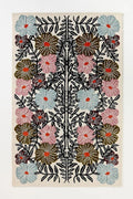 Bold Floral Hand-Tufted Wool Rug 7x7 Ft (Round) – Vintage-Style Area Carpet with Modern Botanical Pattern for Living Room, Bedroom, Nursery, Cottagecore Décor, Soft Wool Pile, Cotton Backing