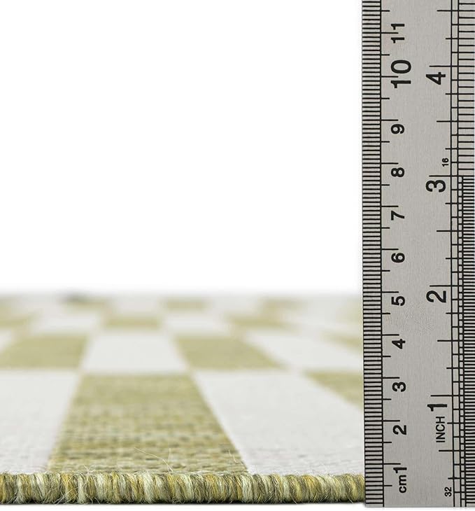Unique Loom Outdoor Striped Collection Area Rug - Striped (6' 1" Round Green/Ivory)