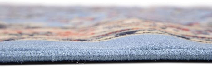 Unique Loom Sialk Hill Collection Area Rug - Washington (8' Square Light Blue/Navy Blue)