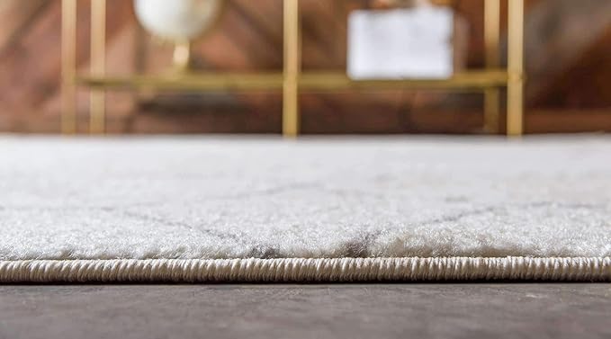 Unique Loom Trellis Frieze Collection Area Rug - Geometric (7' Square, Ivory/ Gray)