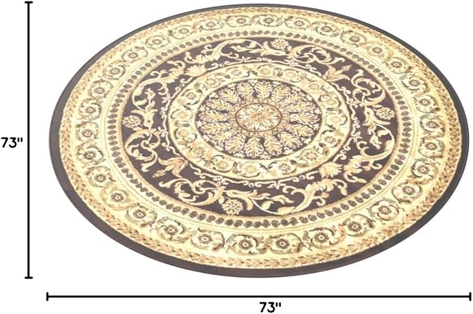 Unique Loom Versailles Collection Traditional Classic Medallion Floral Motif Area Rug (6' 0 x 6' 0 Round, Brown/ Ivory)