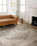 Loloi Hathaway Collection HTH-05 Steel/Ivory 2'-3" x 3'-9", .25" Thick Accent Rug, Soft, Durable, Printed, Modern, Low Pile, Non-Shedding, Easy Clean, Living Room Rug