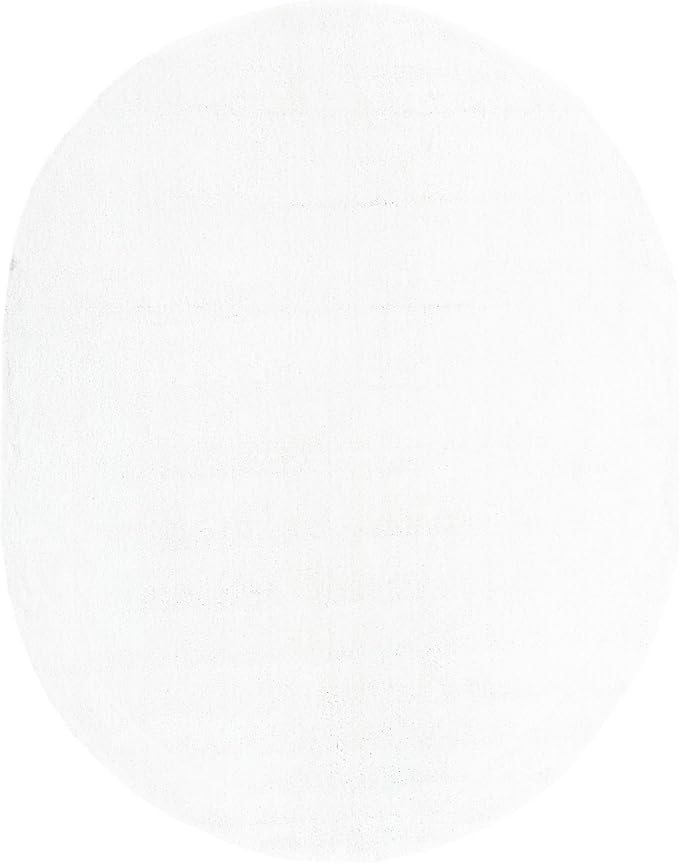 Unique Loom Solo Collection Area Rug - Calabasas (7' 10" x 10' Oval, Snow White)