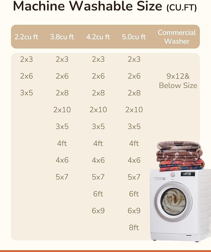 Area Rug 4x6 Rug Machine Washable Non-Slip Low Pile Print Pattern Western Rug for Living Room Bedroom Entryway Tribal Series -Cream/Camel
