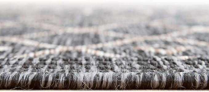 Unique Loom Outdoor Trellis Collection Area Rug - Tribal Trellis (13' Square, Charcoal Gray/ Natural)