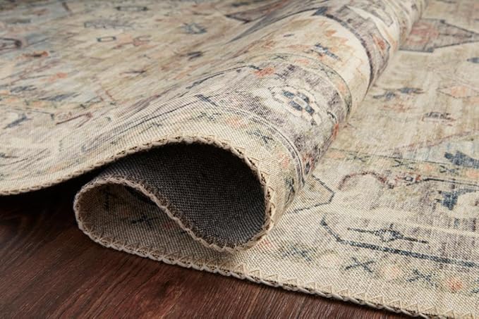 Loloi Hathaway Collection HTH-07 Multi/Ivory 5'-0" x 7'-6", .25" Thick Area Rug, Soft, Durable, Printed, Modern, Low Pile, Non-Shedding, Easy Clean, Living Room Rug
