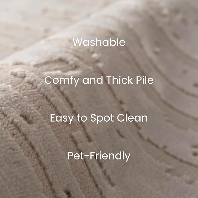 Revival Rugs Ebb 3'11"x6'1" Machine Washable Area Rug for Kitchen Bedroom - 100% Recycled Oeko-TEX Certified, Medium Pile, Taupe