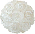 Round Floral Area Rug – Elegant Textured Rose Design – Soft Decorative Circle Mat with Non-Slip Backing for Living Room, Bedroom, Nursery, or Entryway (White_8x8 ft)