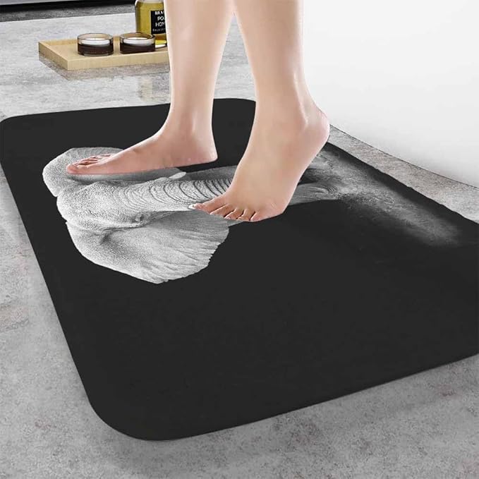 Elephant Bath Rugs Microfiber Bathroom Mat Soft Plush Shaggy Shower Mat for Bathroom Fluffy Comfortable Water Absorbent Carpet Non-Slip Machine Washable 20"X30"
