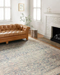 Loloi Hathaway Collection HTH-02 Denim/Multi 2'-0" x 5'-0", .25" Thick Accent Rug, Soft, Durable, Printed, Modern, Low Pile, Non-Shedding, Easy Clean, Living Room Rug