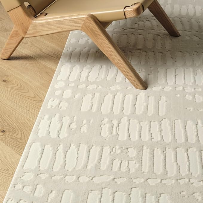 Revival Rugs Shell 2'7"x4'11" Machine Washable Area Rug for Kitchen Bedroom - 100% Recycled Oeko-TEX Certified, Medium Pile, Beige, Cream
