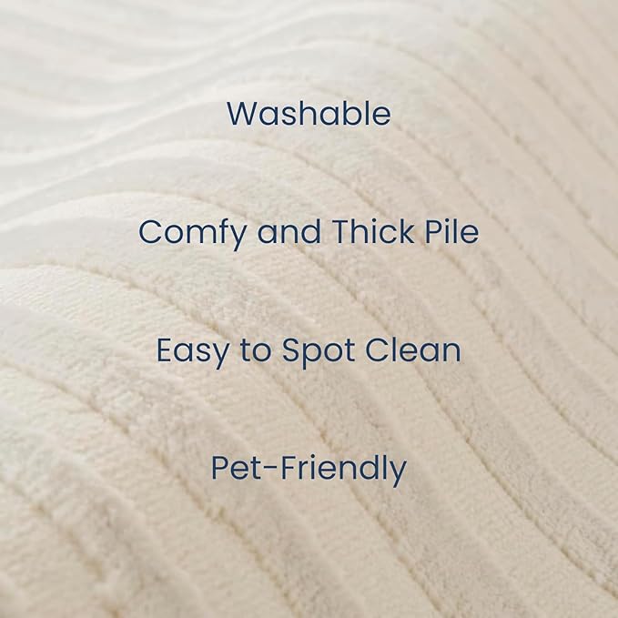 Revival Rugs Soloba 7'10"x10' Washable Area Rug for Living Room Bedroom - 100% Recycled Oeko-TEX Certified, Medium Pile, Beige, Cream