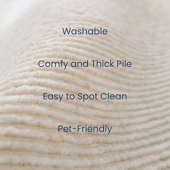 Revival Rugs Stripe 6'7"x9' Washable Area Rug for Living Room Bedroom - 100% Recycled Oeko-TEX Certified, Medium Pile, Beige, Cream