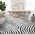 Abani Nomad Cream & Black Area Rug 2' x 3' for Living Room, Bedroom - Black Linear Curves Design - Durable & Easy to Clean