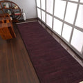 Rugsotic Carpets Hand Woven Flat Weave Kilim Wool 2'6''x6' Runner Area Rug Solid Plum D00111