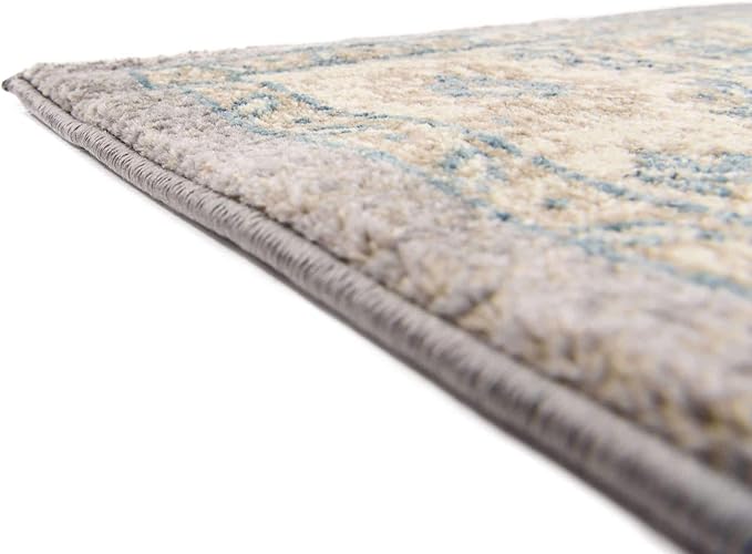 Unique Loom Salzburg Collection Classic Traditional Design Oriental Inspired Border Area Rug (5' 0 x 5' 0 Square, Gray/Beige)