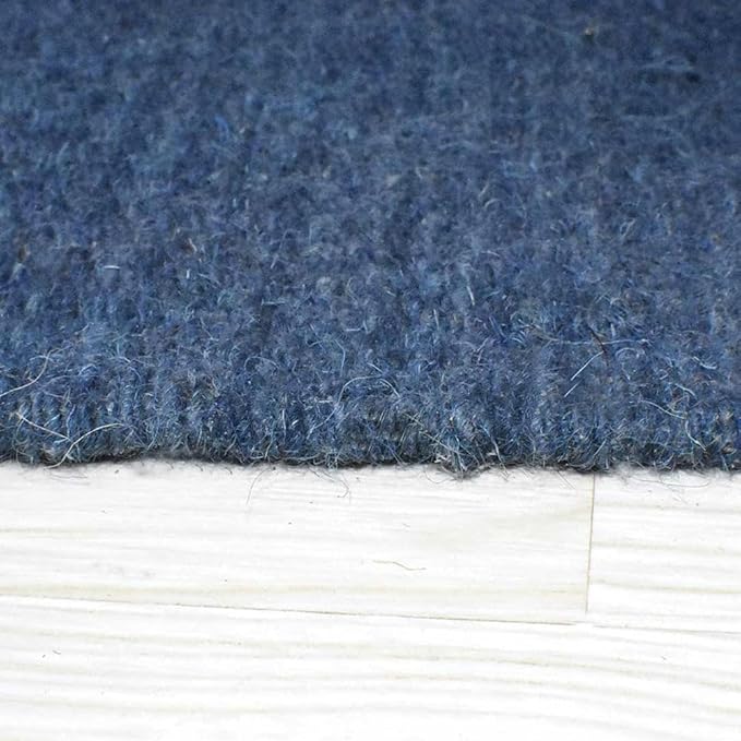 Rugsotic Carpets Hand Woven Flat Weave Kilim Wool ECO-Friendly Area Rugs - 5'x8', Rectangle Shape, Blue Color, Solid Plain Design, Low Pile Handmade Area Rugs for Living Room, Bed Room (D00111)