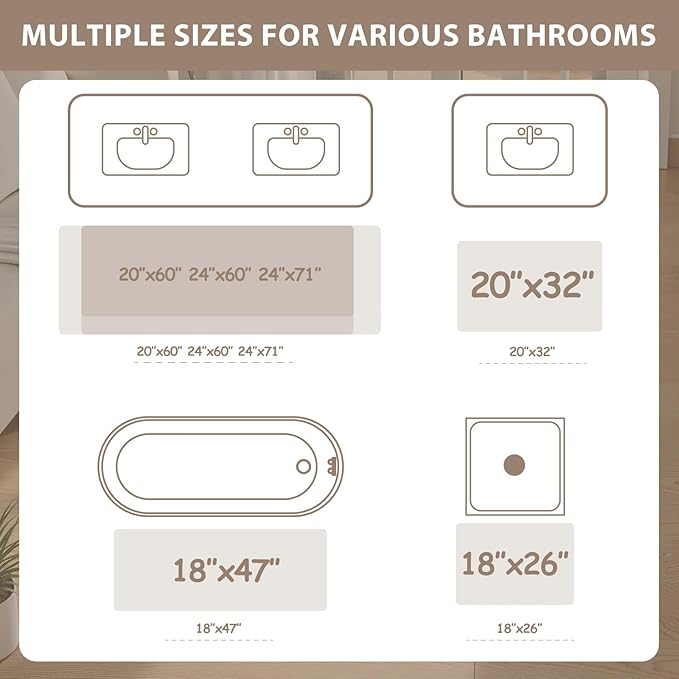 Uphome Bathroom Runner Rug, Distressed Tribal Farmhouse Light Khaki Bathroom Mat, Large Bathroom Rugs Non Slip Washable, Oriental Retro Boho Bath Mat Runner for Bathtub Sink Hallway, 24x59 inch