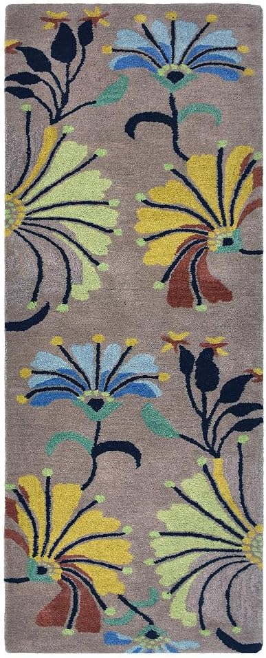 Hand Tufted Wool ECO-Friendly Area Rugs - 2'6''x10', Runner Shape, Camel, Floral Modern Design, High Pile Thick Handmade Anti Skid Area Rugs for Living Room, Bed Room (K00219)
