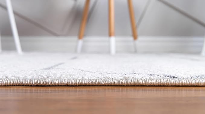 Unique Loom Trellis Frieze Collection Area Rug - Geometric (4' x 6' Oval, Ivory/ Gray)