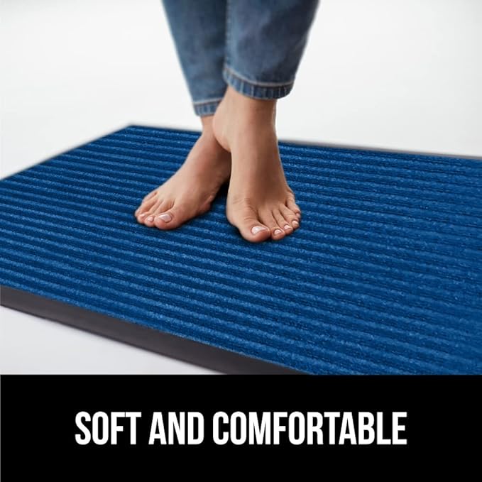GORILLA GRIP Waterproof Traffic Guard Door Mat, 2 Pack Heavy Duty Entryway Mats, Strong Rubber Back Commercial Utility Rugs for Office Hallway, Garage Floor and Home, Low Profile Carpet, 35x23, Blue
