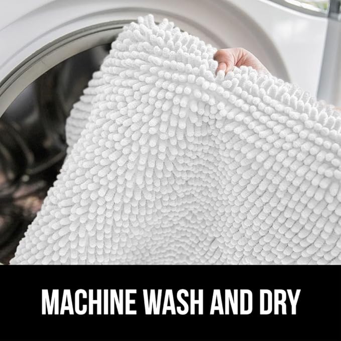 GORILLA GRIP Bath Rug Mat 44x26, Thick Soft Absorbent Chenille, Quick Dry Microfiber Mats, Rubber Backing Washable Shower Floor Rugs, Bathmat Runner, US Designed Bathroom Home Decor Accessories White
