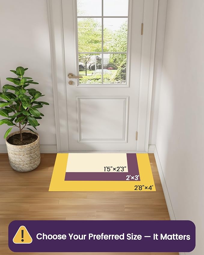 DEXI Ultra Thin Entryway Door Mat 17x30, Non Slip Rubber Backing Inside Entry Mat, Low Profile Easy Clean Dirt Trapper Doormat for Inside Entrance Patio, Beige
