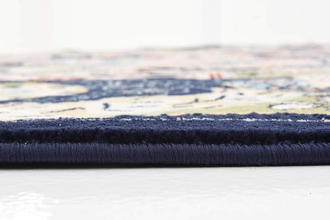 Unique Loom Narenj Collection Classic Traditional Medallion Textured Design Area Rug, 10' 0" x 10' 0", Navy Blue/Tan