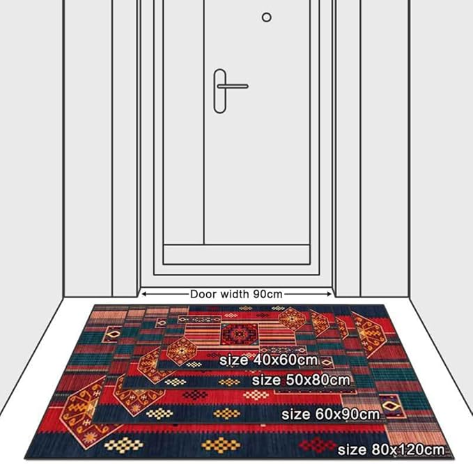 Vintage Boho Area Rugs Multicolor Ethnic Style Geometric Splicing Carpets Bedroom Living Room Kitchen Floor Mats Indoor Outdoor Non-Shedding Runner Rug Home Décor Carpet 3' X 5'