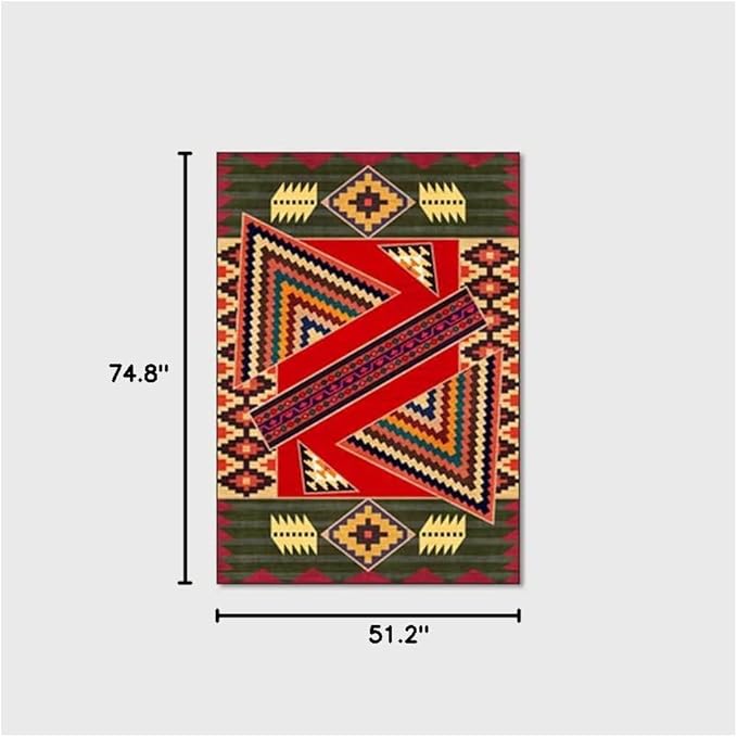 Vintage Boho Area Rugs Multicolor Ethnic Style Geometric Splicing Carpets Bedroom Living Room Kitchen Floor Mats Indoor Outdoor Non-Shedding Runner Rug Home Décor Carpet 4.2' X 6.2'