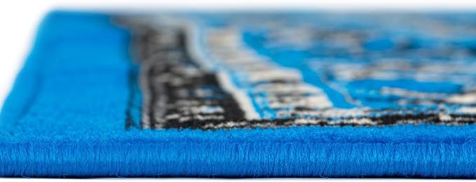 Unique Loom Sialk Hill Collection Area Rug - Washington (5' 3" x 8' Rectangle Dark Blue/Black)